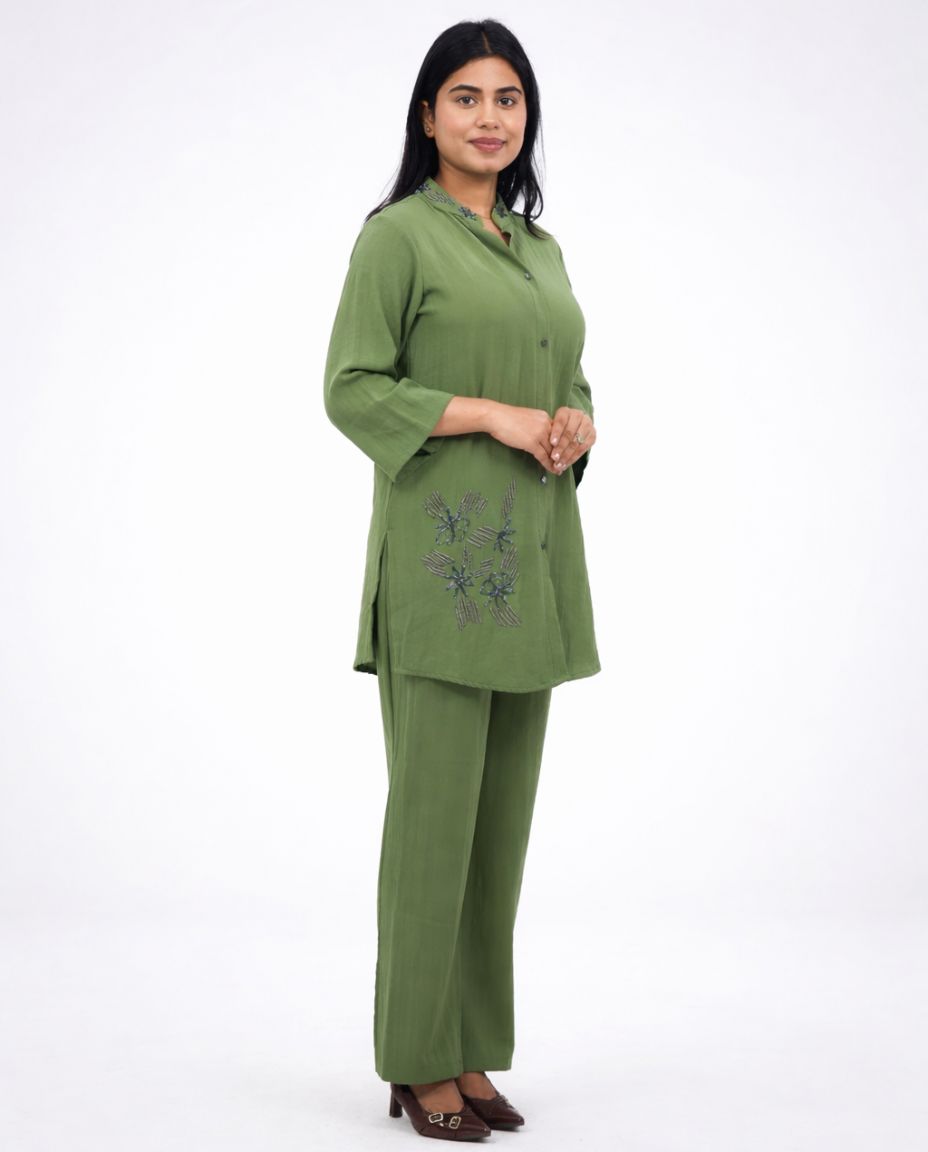 Green Rayon-Cotton Cord-set