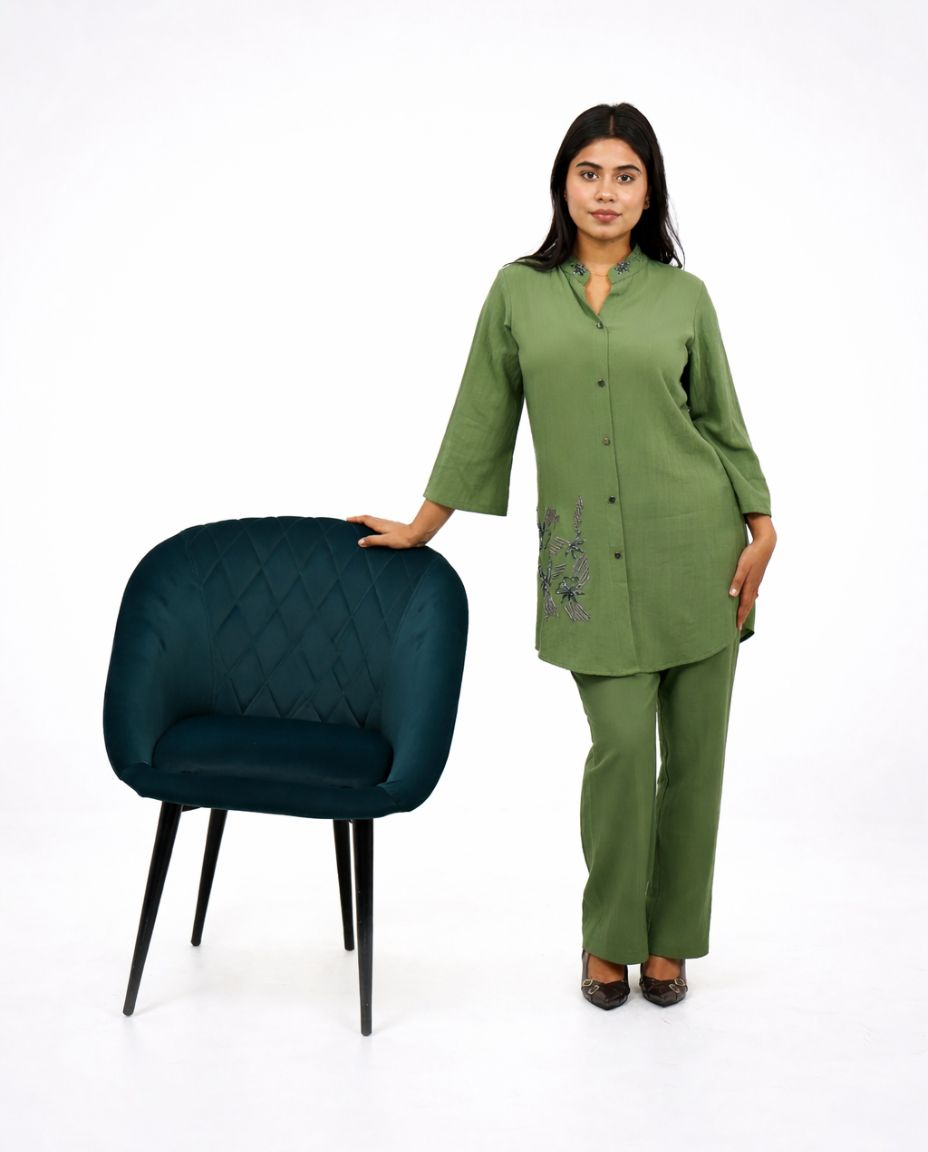 Green Rayon-Cotton Cord-set
