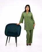 Green Rayon-Cotton Cord-set