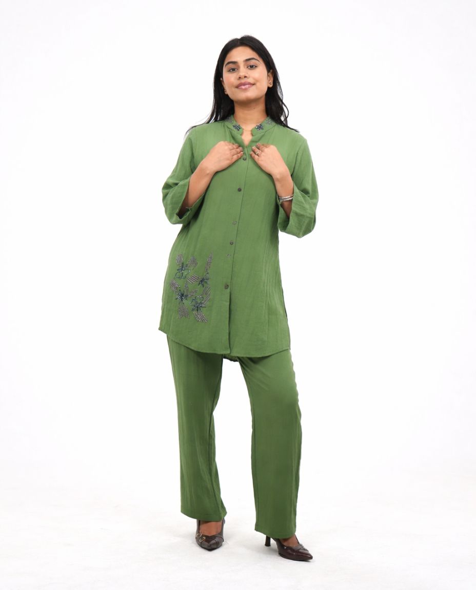 Green Rayon-Cotton Cord-set
