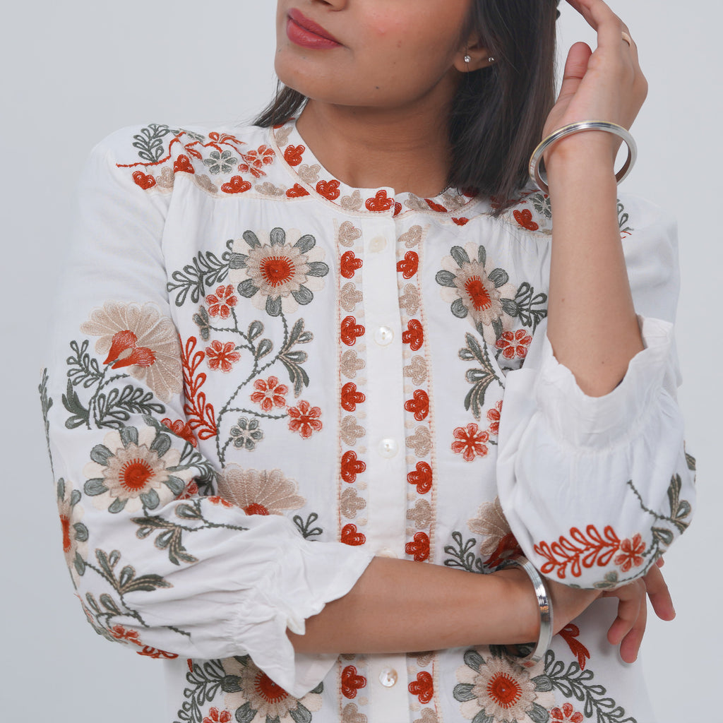 White Embroidered Kurta Set
