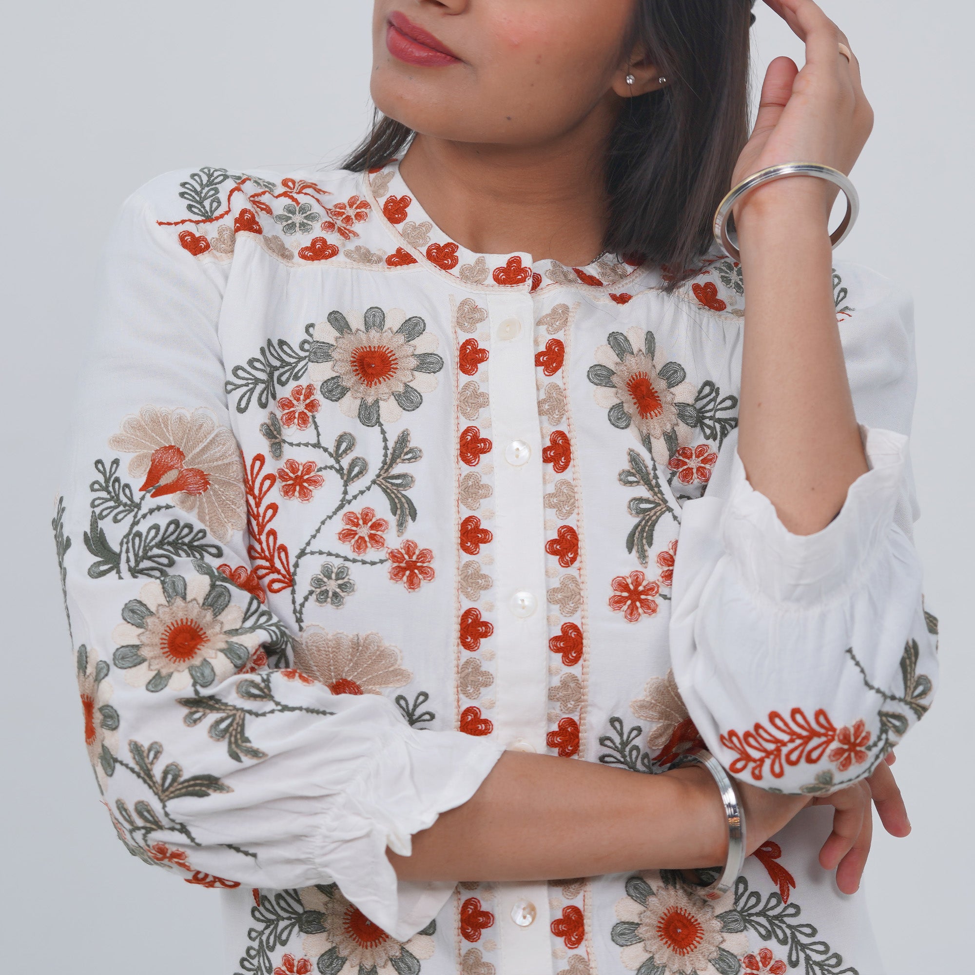White Embroidered Kurta Set