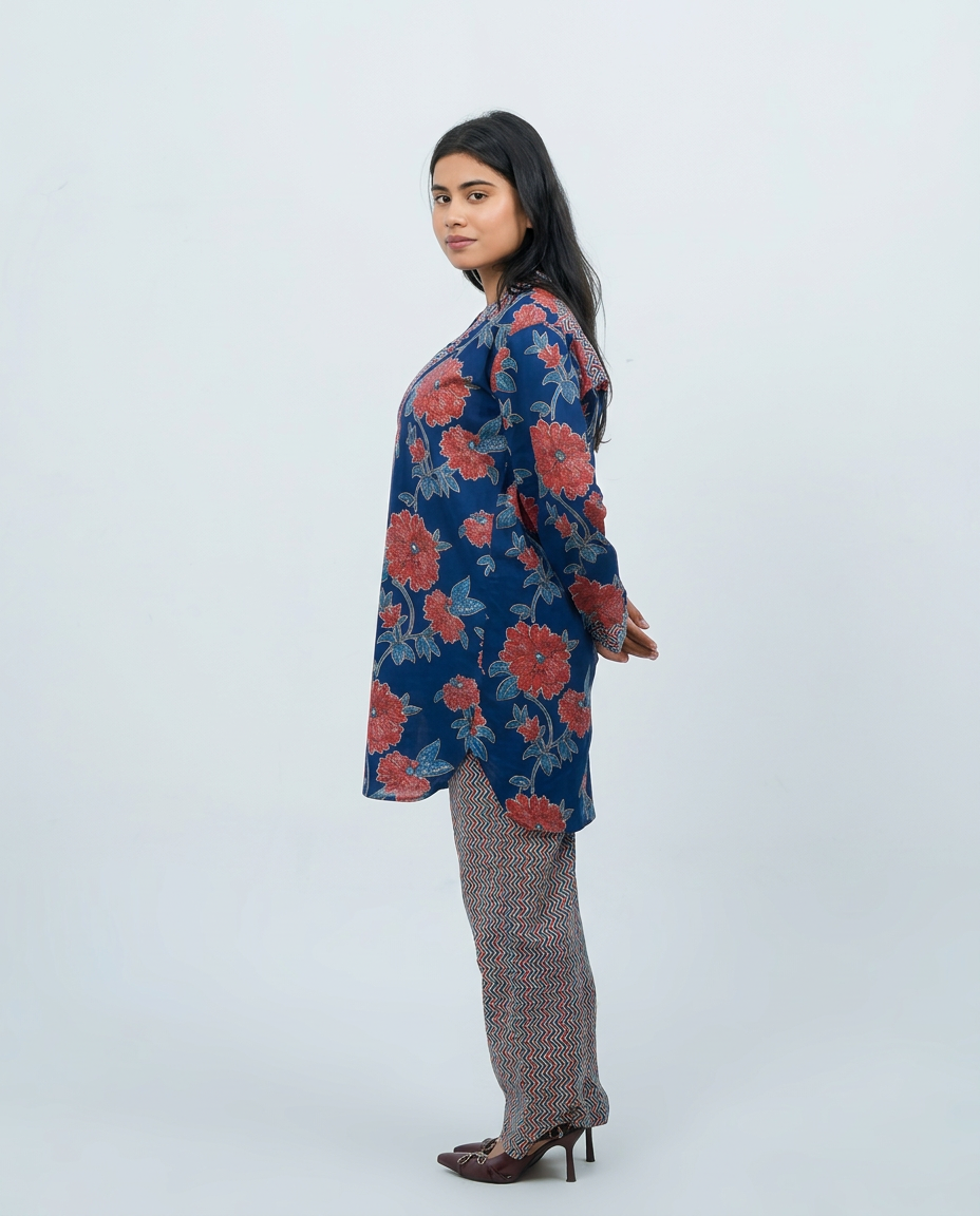 Deep Indigo Floral Cord-set