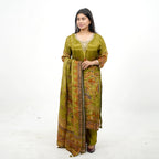 Olive Green Crepe-Blend Kurta Set