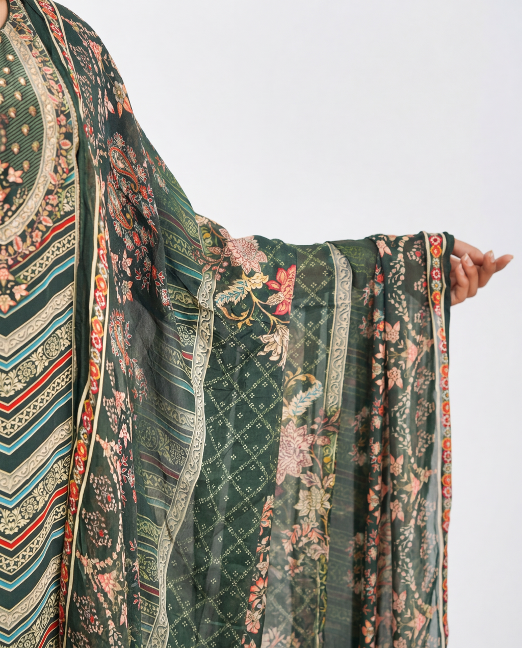Olive Green Printed Kurta set