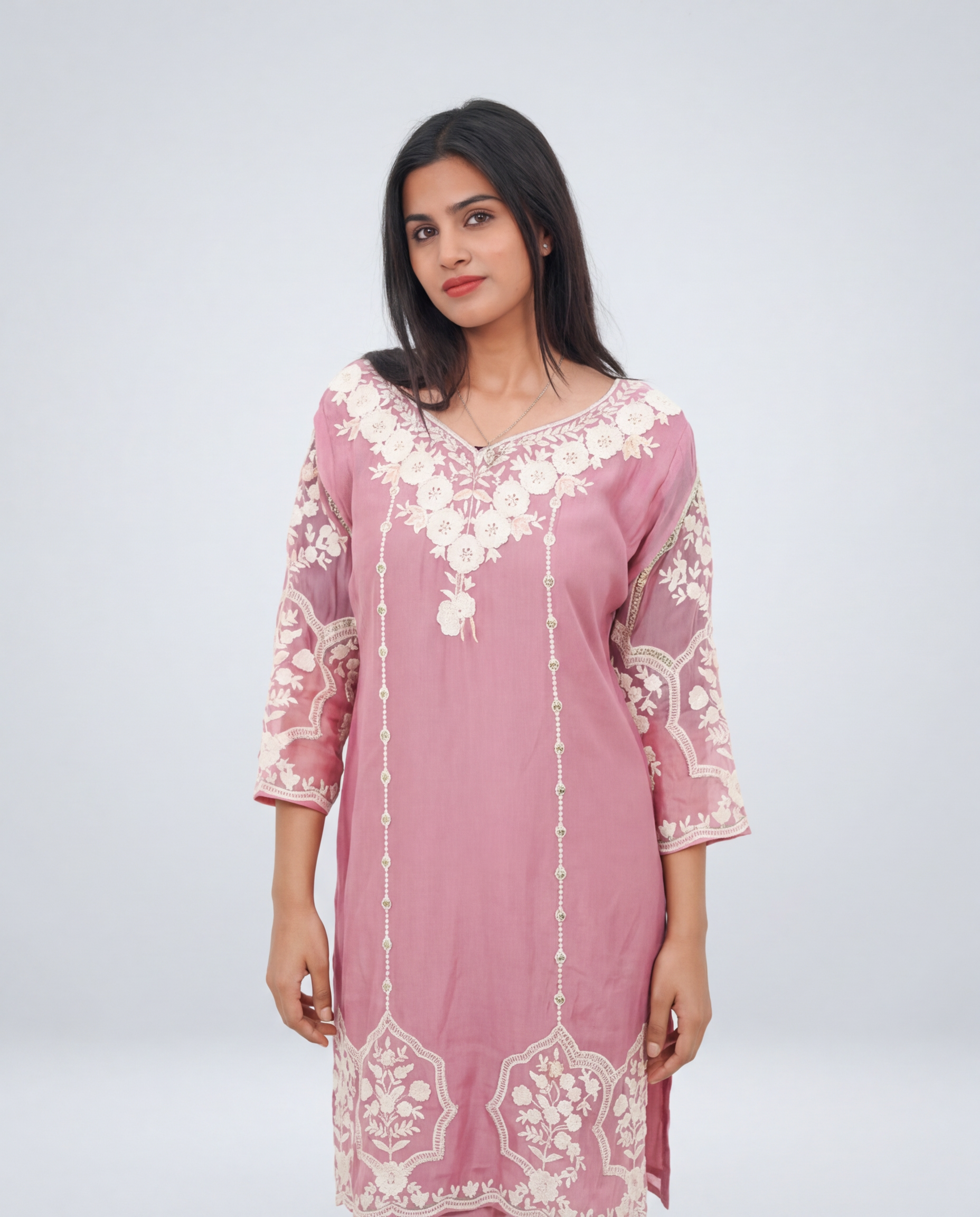Muslin Base Onion Tone Kurta set