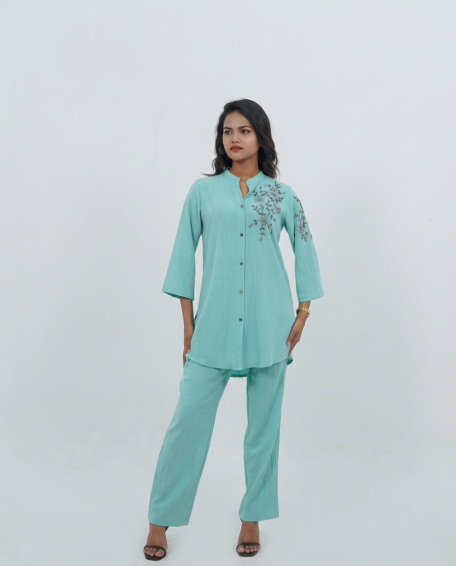 Light Green Rayon-Cotton Cord-set