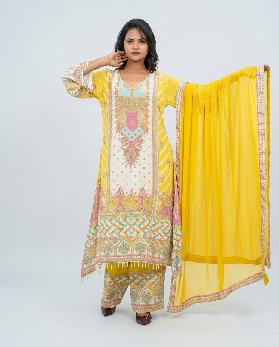 Yellow Muslin Kurta set
