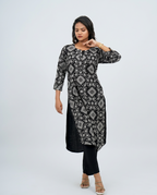 Black Muslin Embroidered Kurta set