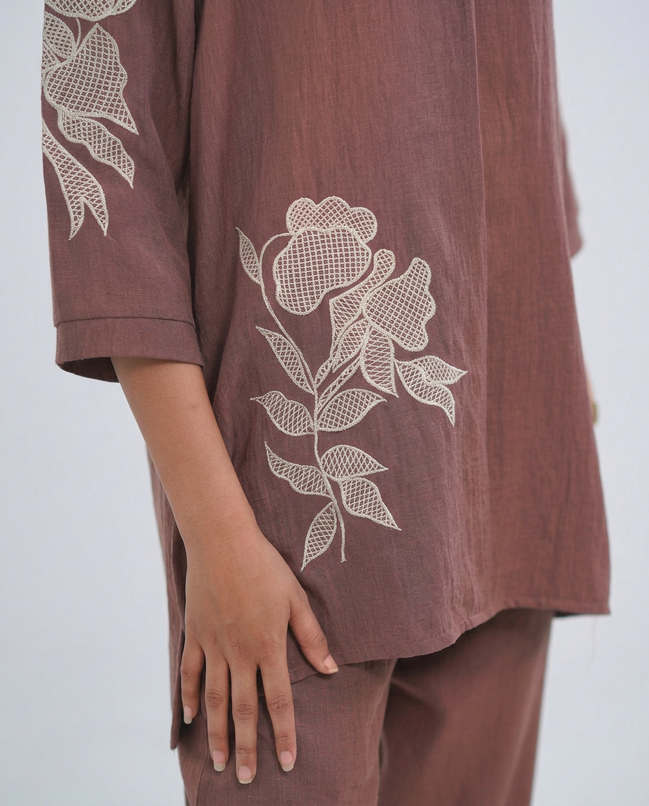 BROWN Embroidered Cord-set