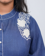 Blue Denim Cutwork Cord-set