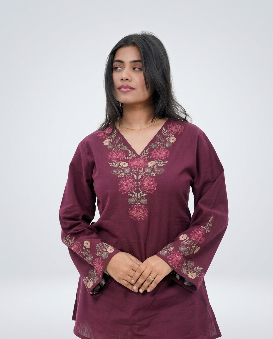 Elegant V-Neck Cotton Top
