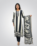 Cream and Black crepe Kurta Set