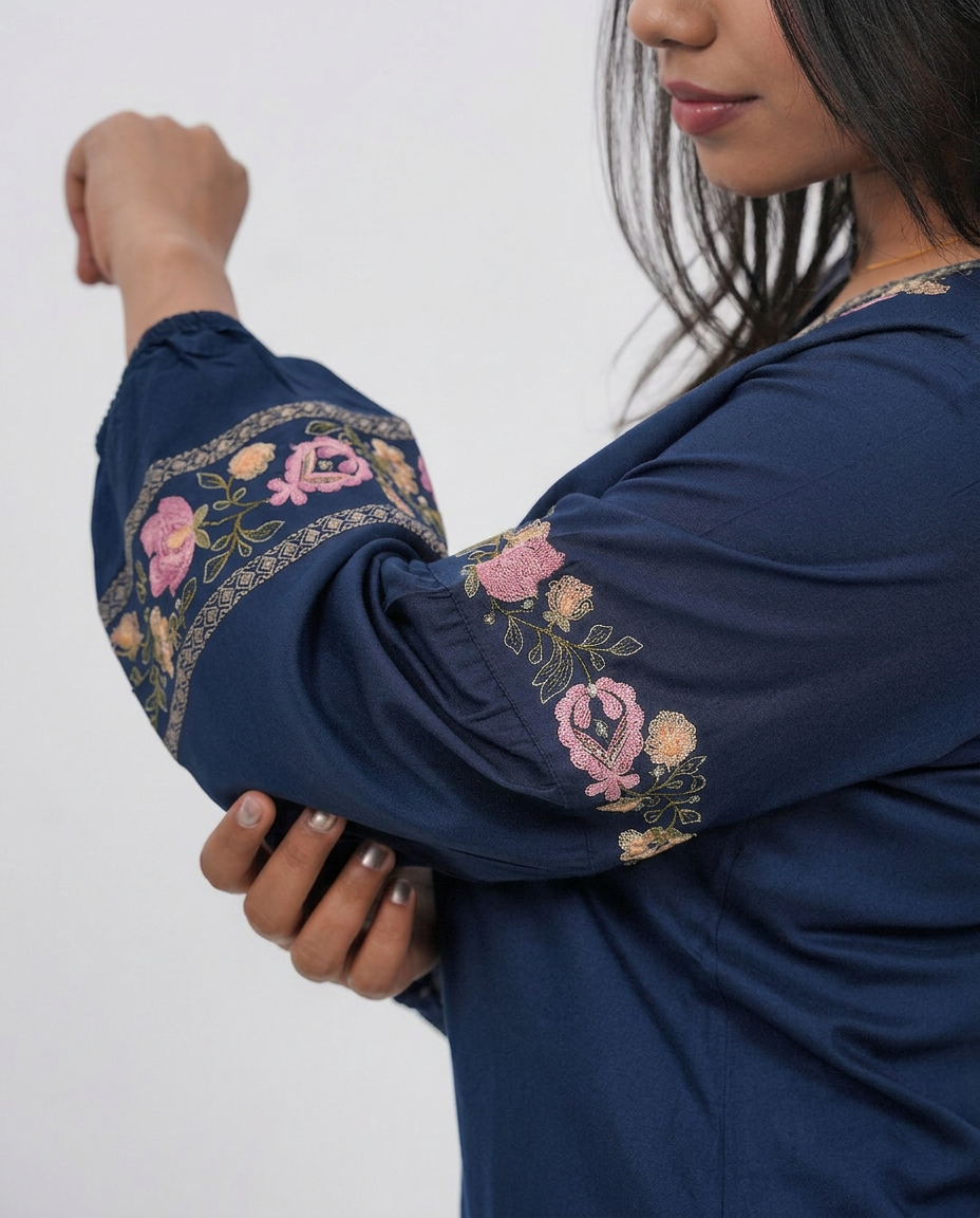 Elegant Blue V-Neck Top