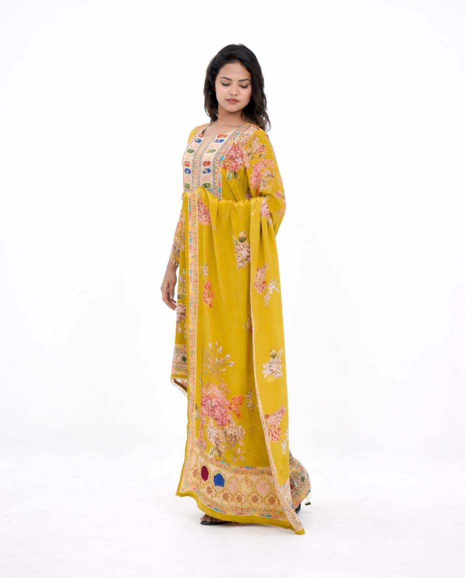 Mustard Silk-Blend Kurta Set