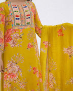 Mustard Silk-Blend Kurta Set