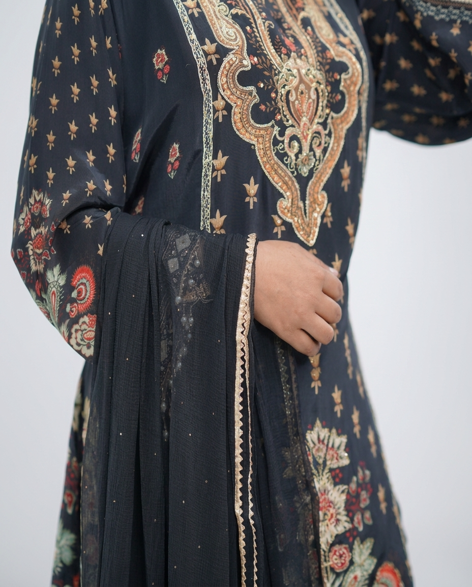 Black Crepe Cord-set
