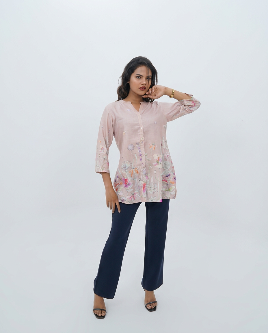 Soft Pastel Baby Pink Floral Top