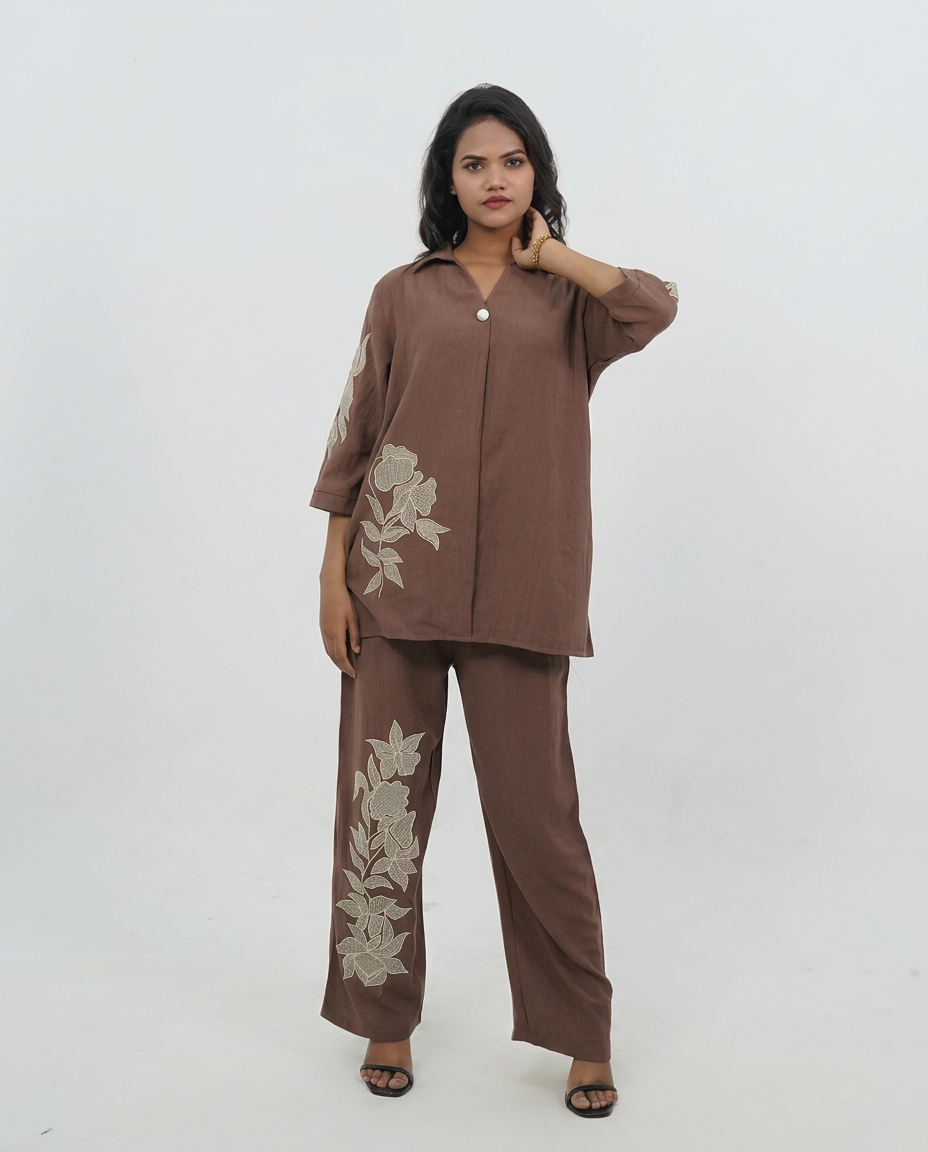 BROWN Embroidered Cord-set