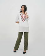White Cotton Embroidered Top
