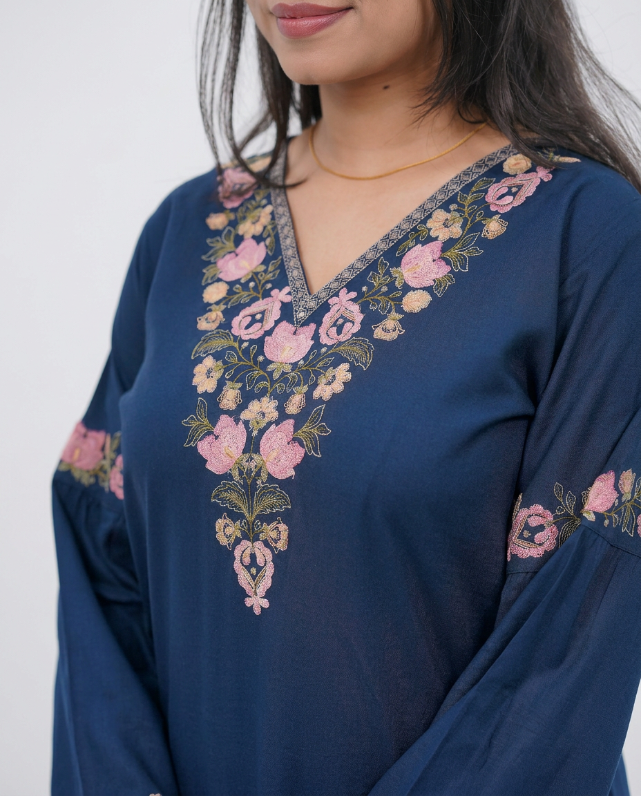 Elegant Blue V-Neck Top