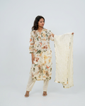 Cream cotton Kurta set
