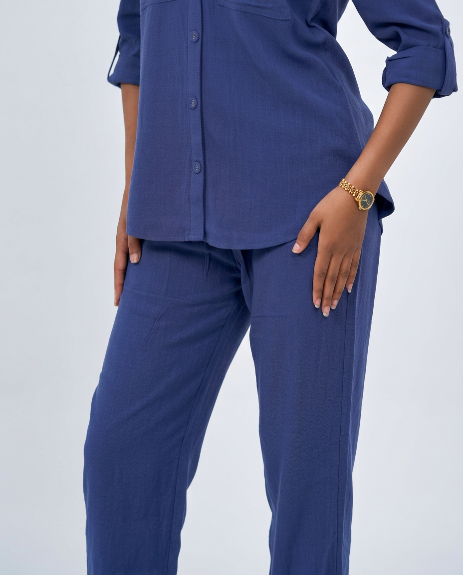 Navy Cotton Cord-set