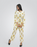 White Cotton Floral Cord-set