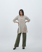 Beige linen-texture Top