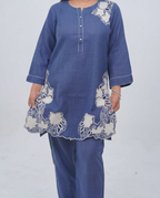 Blue Denim Cutwork Cord-set