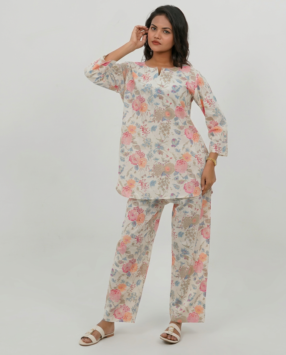 Pastel Floral Cotton Cord-set