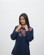 Navy Cotton Collar Top