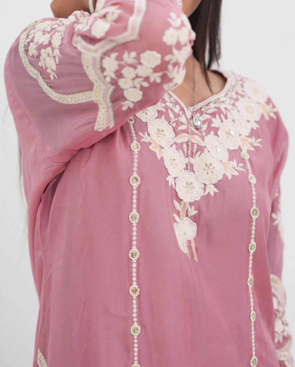 Muslin Base Onion Tone Kurta set