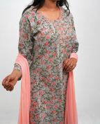 Pastel Grey and Pink Kurta set