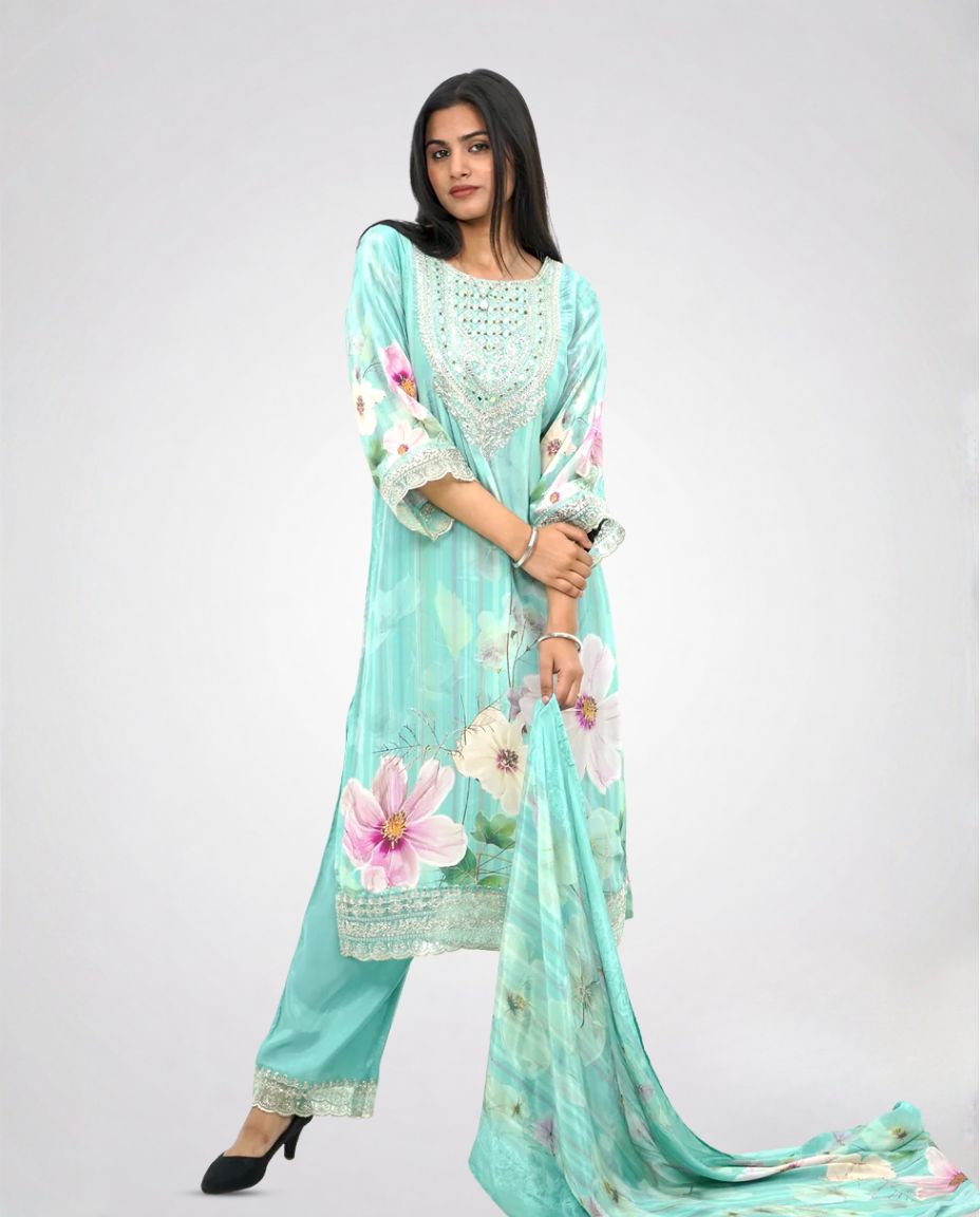 Pastel Floral Print  Kurta  Set