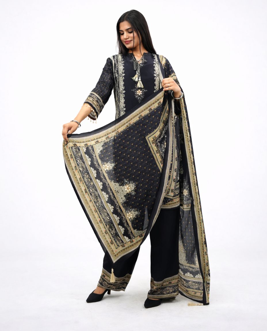 Black Crepe Cord-set