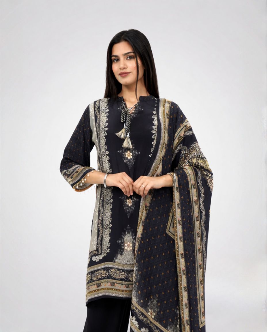 Black Crepe Cord-set