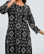 Black Muslin Embroidered Kurta set