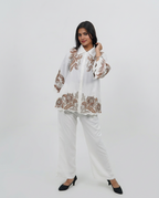 White Embroidered Cord-set