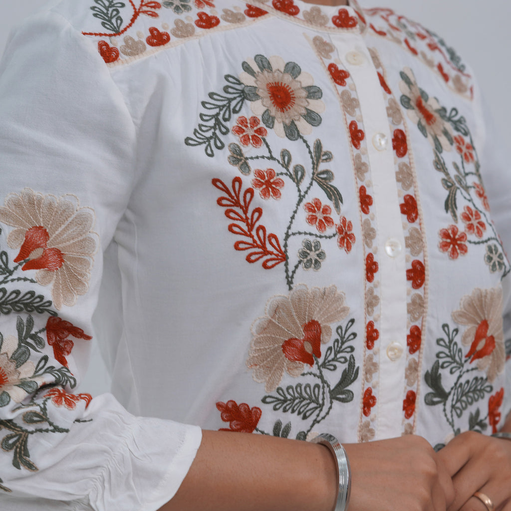 White Embroidered Kurta Set