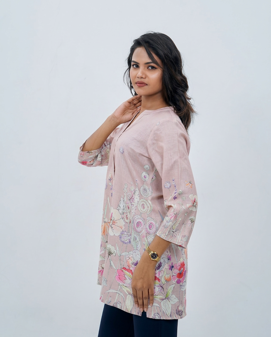 Soft Pastel Baby Pink Floral Top