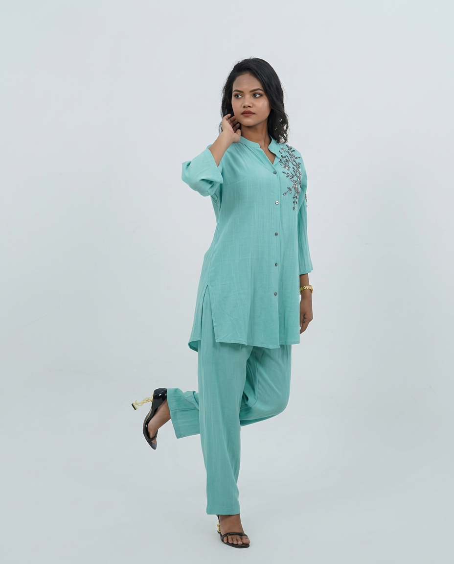 Light Green Rayon-Cotton Cord-set