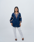 Elegant Blue V-Neck Top