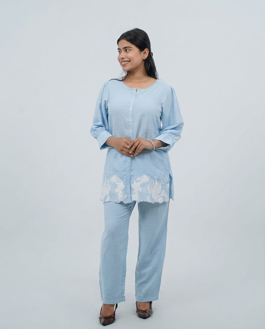 Sky Blue Cotton Cord-set