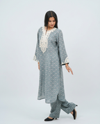 Teal-Blue Lace Ensemble Kurta set