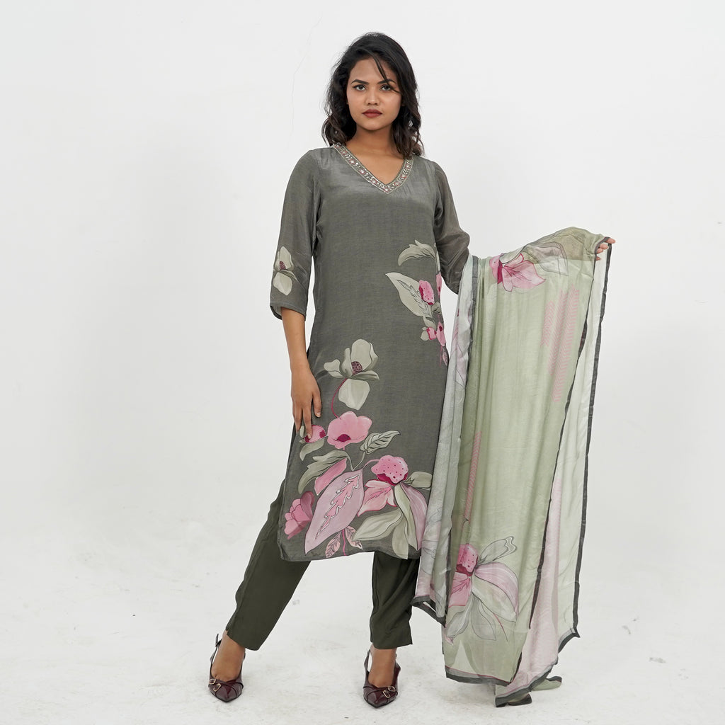 Grey Base Kurta set