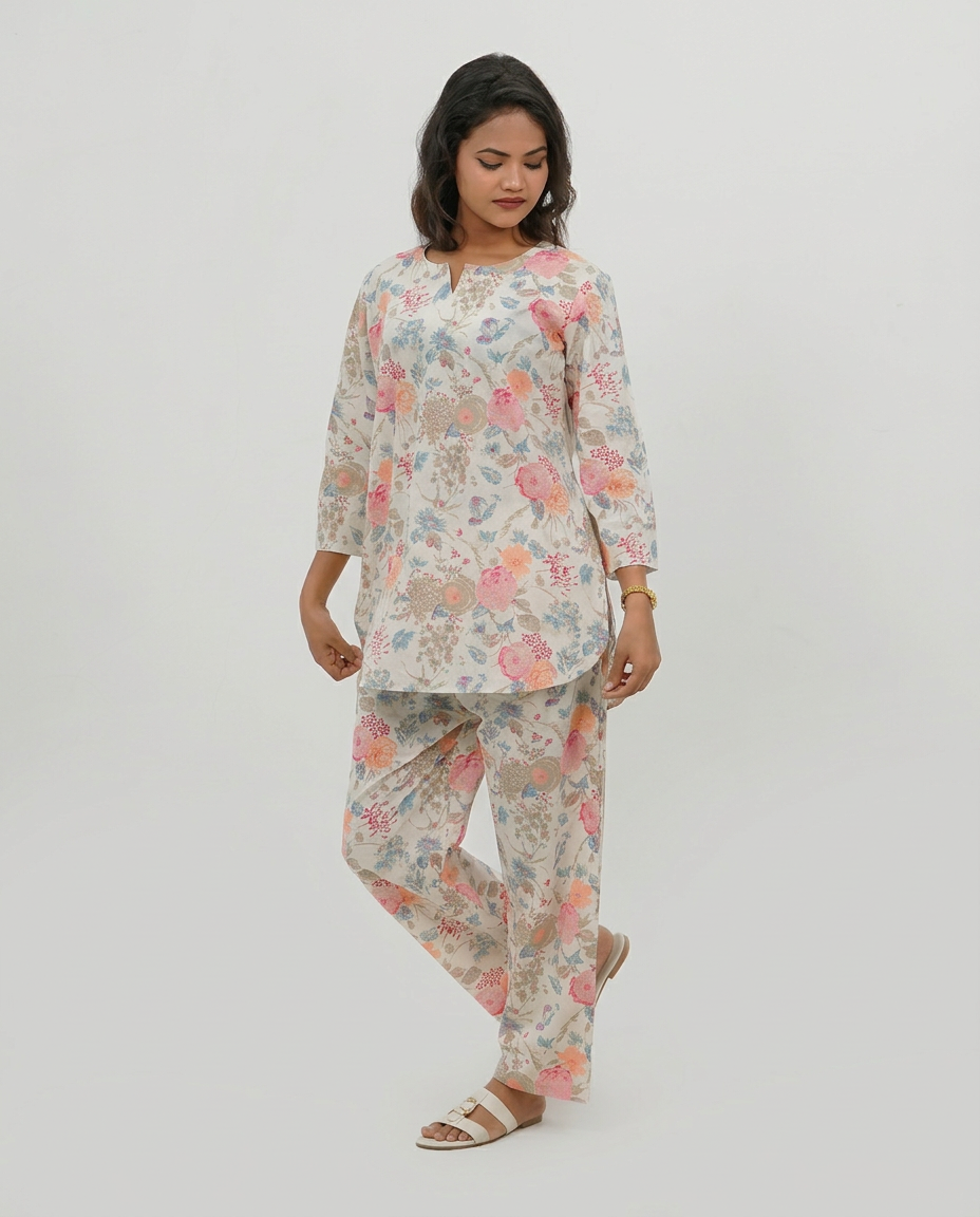 Pastel Floral Cotton Cord-set