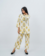 White Cotton Floral Cord-set