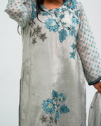 Light Grey Base Kurta Set