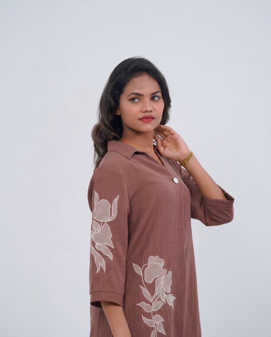 BROWN Embroidered Cord-set